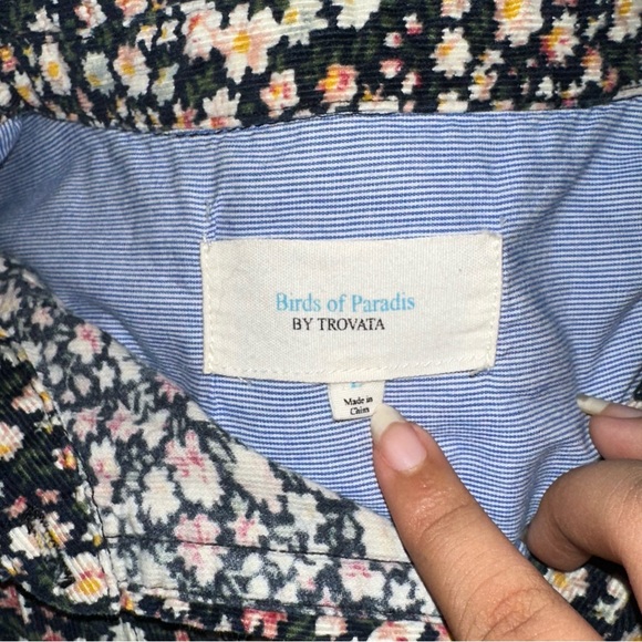Trovata birds of paradise floral corduroy top sz L #H1 - Picture 3 of 5